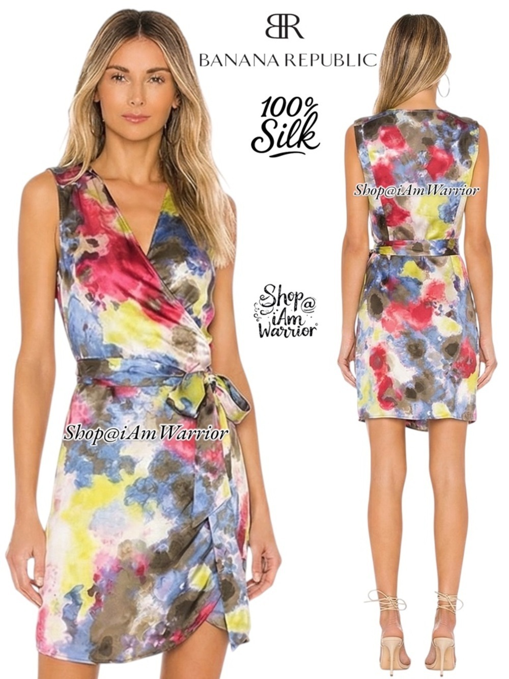Banana Republic silk abstract wrap dress *shop@iamwarrior